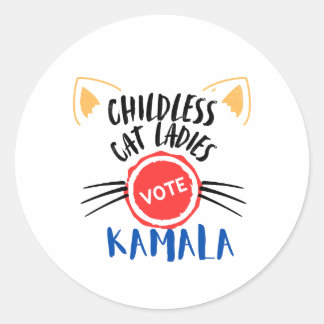 Kinderloze Kattenvrouwen Stemmen Kamala Ronde Stic Sticker