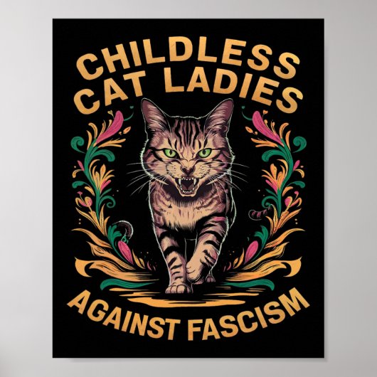 Kinderloze kattenvrouwen tegen fascisme 1  poster (Voorkant)