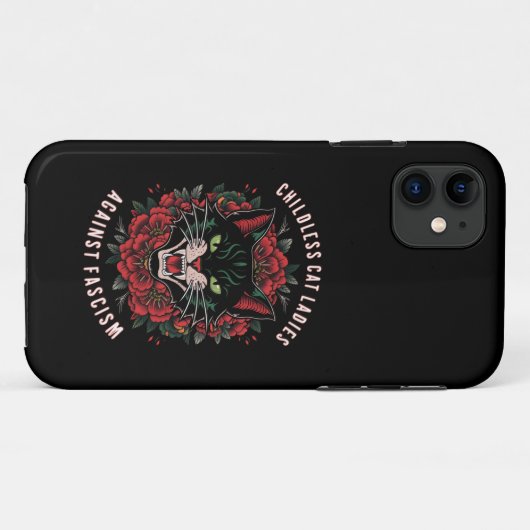 Kinderloze kattenvrouwen tegen fascisme Case-Mate iPhone case (Achterkant (horizontaal))