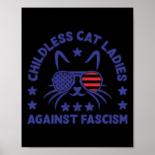 Kinderloze kattenvrouwen tegen fascisme Funny Cat  Poster (Voorkant)