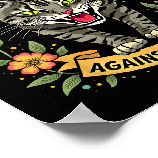 Kinderloze kattenvrouwen tegen fascisme poster (Hoek)