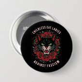 Kinderloze kattenvrouwen tegen fascisme ronde button 7,6 cm (Voorkant /achterkant)