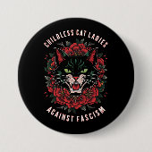 Kinderloze kattenvrouwen tegen fascisme ronde button 7,6 cm (Voorkant)