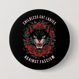 Kinderloze kattenvrouwen tegen fascisme ronde button 7,6 cm