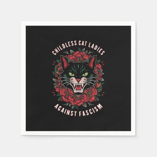 Kinderloze kattenvrouwen tegen fascisme servet (Voorkant)