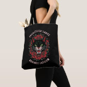 Kinderloze kattenvrouwen tegen fascisme tote bag (Dichtbij)