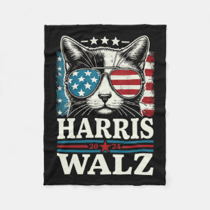 Kinderloze kattenvrouwen voor Kamala Harris Waltz Fleece Deken