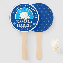 Kinderloze Katvrouw voor Kamala Harris Handwaaier