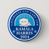 Kinderloze Katvrouw voor Kamala Harris Ronde Button 5,7 Cm (Voorkant)