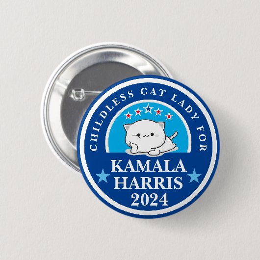 Kinderloze Katvrouw voor Kamala Harris Ronde Button 5,7 Cm (Voorkant /achterkant)