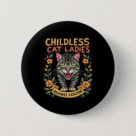 Kinderloze Katvrouwen Tegen Fascisme  Ronde Button 5,7 Cm (Voorkant)