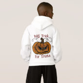 Kindermaat hoodie, Halloween. Will Trick for Treat (Achterkant volledig)
