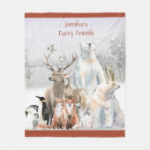 Kindermandje, dieren, winter fleece deken (Voorkant)