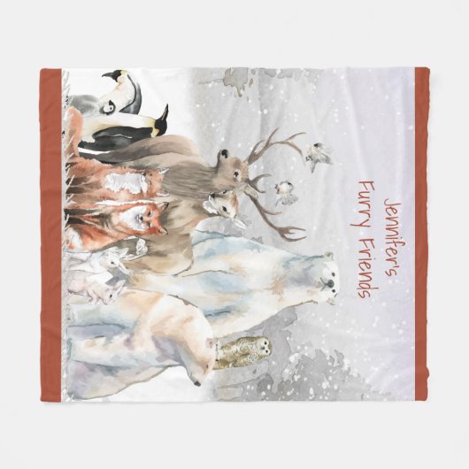 Kindermandje, dieren, winter fleece deken (Voorkant (Horizontaal))