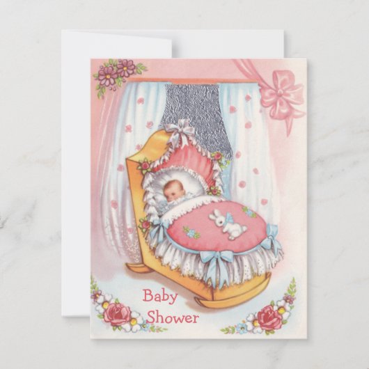  kindermeisje met Wieg Roze Baby shower Kaart (Voorkant)