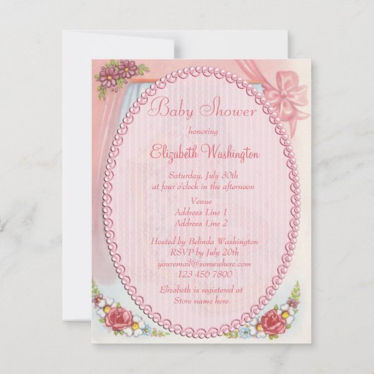  kindermeisje met Wieg Roze Baby shower Kaart (Achterkant)