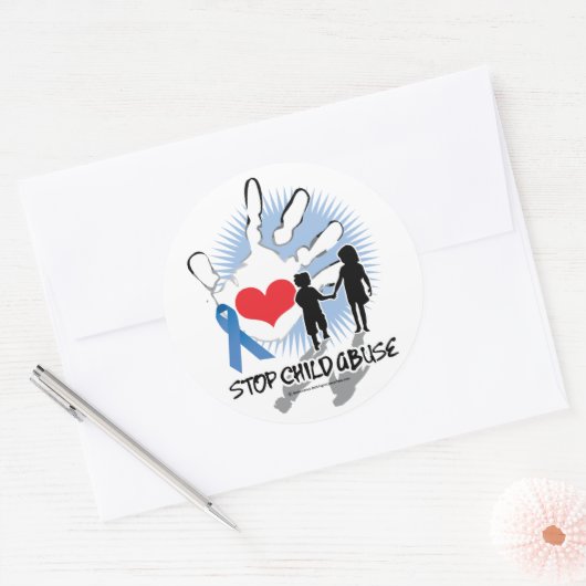 Kindermisbruikhandafdruk Ronde Sticker (Envelop)