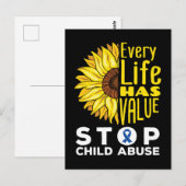 Kindermishandeling Zonnebloem Elke levenswaarde Briefkaart (Voorkant / Achterkant)