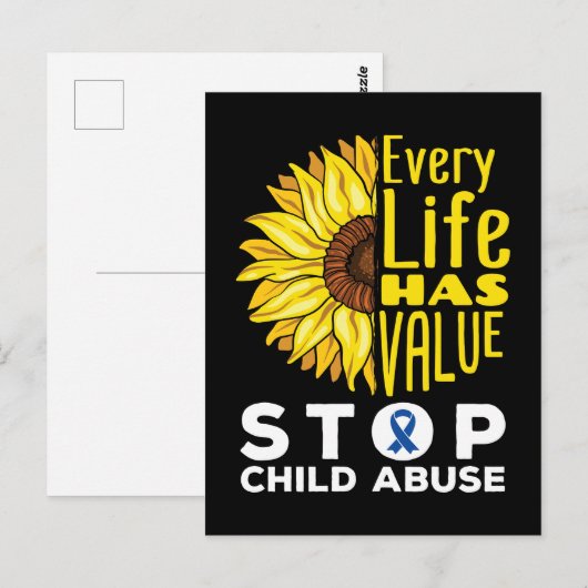 Kindermishandeling Zonnebloem Elke levenswaarde Briefkaart (Voorkant / Achterkant)