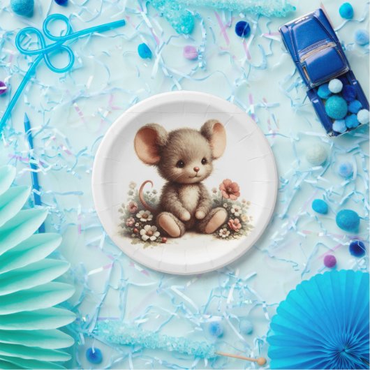  kindermuis bloem papieren bordje (Feest)