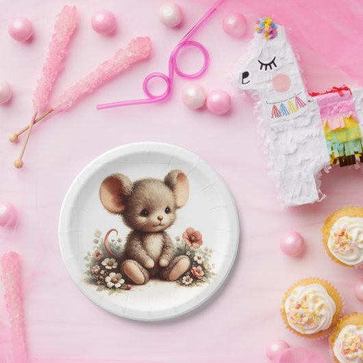  kindermuis bloem papieren bordje (Feest)