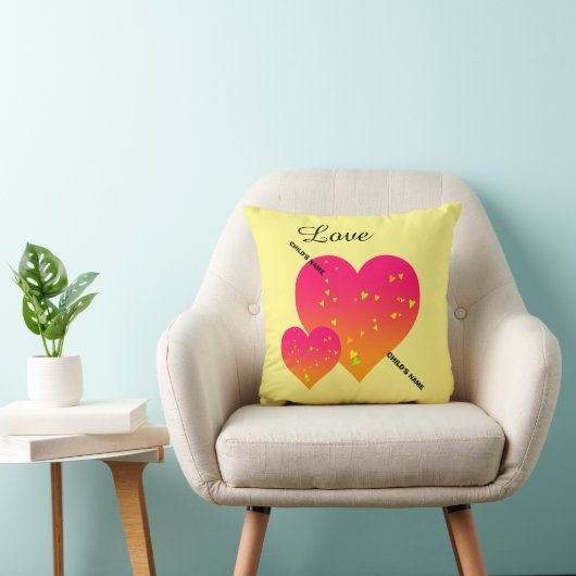 KINDERNAAM Gepersonaliseerde HARTEN Sierkussen (Stoel)