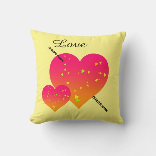 KINDERNAAM Gepersonaliseerde HARTEN Sierkussen (Voorkant)