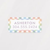 Kindernaam label met schattige regenboog plaid (Design 1)