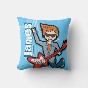 Kindernaam rockstar gitaar jongen helder blauwe ku kussen