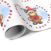 Kindernaam van het snijpapier van Santa Cute Reind Cadeaupapier (Rol Hoek)