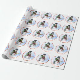 Kindernaam van Santa Snowman Candy Cane Cadeaupapier