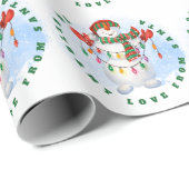 Kindernaam van Santa Snowman-kerstlampjes Cadeaupapier (Rol Hoek)
