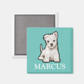 Kindernaam Westie pup fridge magnet (Voorkant / Achterkant)