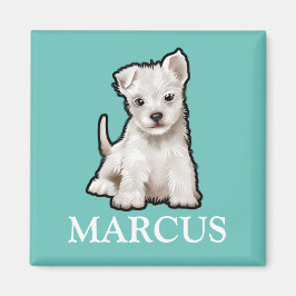 Kindernaam Westie pup fridge magnet