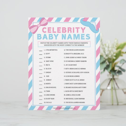 Kindernamen [Geslachtsverrassend] Briefhoofd (Staand voorkant)