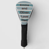 KinderNames Love Dad op Blue Striped Golfheadcover (Voorkant)