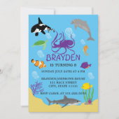 Kinderoceaan met als titel Birthday Invitation Kaart (Voorkant)