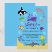 Kinderoceaan met als titel Birthday Invitation Kaart (Voorkant / Achterkant)