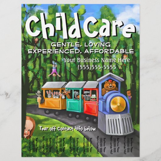 Kinderopvang. Babysitten. Dagopvang. Scheurblad Flyer (Voorkant)