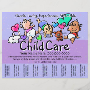 Kinderopvang.Babysitten.Kinderdagverblijf.Aangepas Flyer