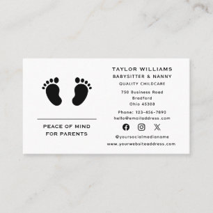 Kinderopvang Babysitter Nanny Baby Feet Social Med Visitekaartje