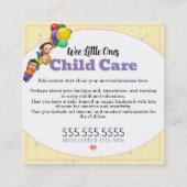 Kinderopvang Babysitting Square Promo Vierkante Visitekaartje (Achterkant)