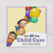 Kinderopvang Babysitting Square Promo Vierkante Visitekaartje (Voorkant)