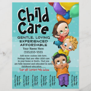 Kinderopvang. Babyzittend. Dag zorg. Scheurblad Flyer