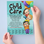 Kinderopvang. Babyzittend. Dag zorg. Scheurblad Flyer (Hand)