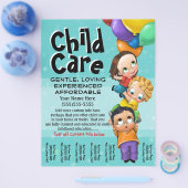 Kinderopvang. Babyzittend. Dag zorg. Scheurblad Flyer (Enkel)