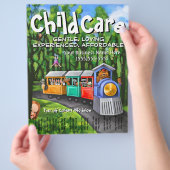 Kinderopvang. Babyzittend. Dag zorg. Scheurblad Flyer (Hand)