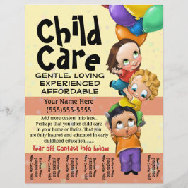 Kinderopvang. Babyzittend. Dag zorg. Scheurblad Flyer