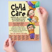 Kinderopvang. Babyzittend. Dag zorg. Scheurblad Flyer (Hand)