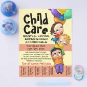 Kinderopvang. Babyzittend. Dag zorg. Scheurblad Flyer (Enkel)